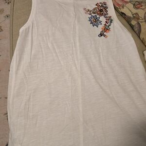 LOFT White Top with Floral Design